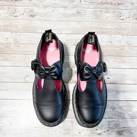 Dr Martens x Lazy Oaf Bethan Mary Jane Leather Black Size 10 NEW - Picture 10 of 12